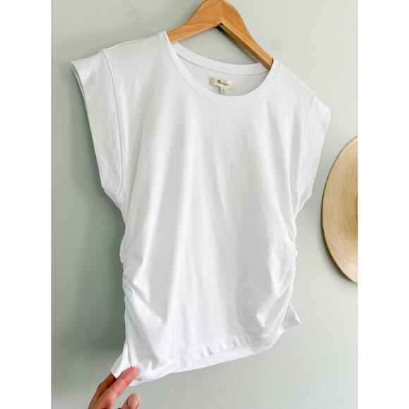 Madewell | NWT | Side-Cinch Muscle Tee in Eyelet White | Sz S - Picture 3 of 9